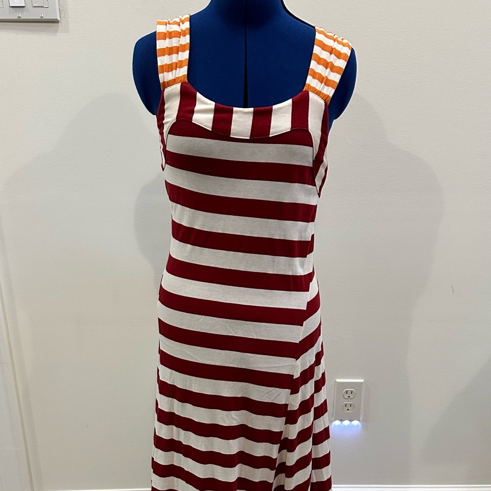 HWR Monogram - Anthro Red White Orange Maxi Dress